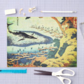 クジラのティッシュペーパーが付いている日本人のプリント 薄葉紙 (クラフト)