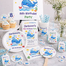 クジラのテーマの夏の子供の誕生日サンクスギフト