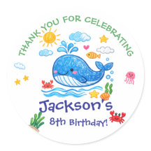 クジラのテーマの夏の子供の誕生日サンクスギフト
