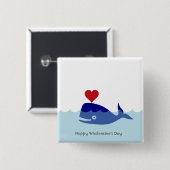 クジラのバレンタインデーボタン 缶バッジ (正面&裏面)