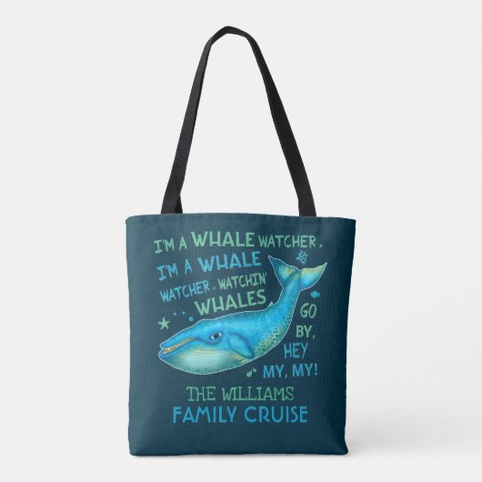 クジラのパーソナライズな監視家族休暇の巡航 トートバッグ (裏面)
