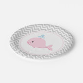クジラのピンクの灰色の紙皿 ペーパープレート (アングル)