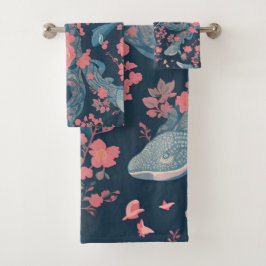 クジラのフローラカラフルパタパーソナライズされたーン バスタオルセット