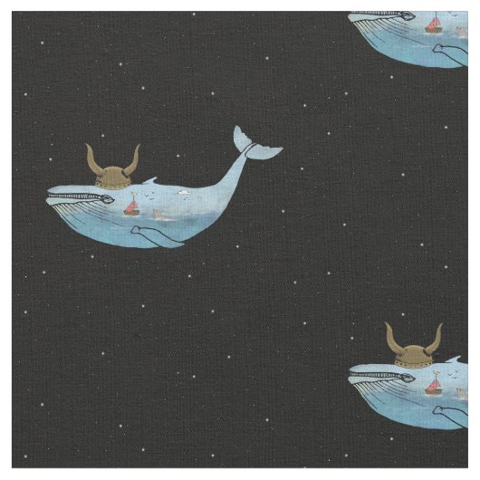 クジラのプリントの生地 ファブリック (クローズアップ)