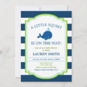 クジラのベビーシャワーの招待状の男の赤ちゃん 招待状 (正面)