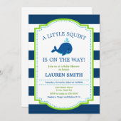 クジラのベビーシャワーの招待状の男の赤ちゃん 招待状 (正面/裏面)