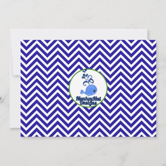 クジラのベビーシャワー招待状のシェブロンの青緑 招待状 (裏面)