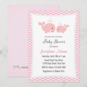 クジラのベビーシャワー招待状 ピンク 招待状 (正面/裏面)