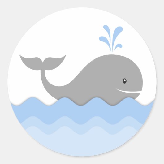 クジラのベビーシャワー ラウンドシール (正面)