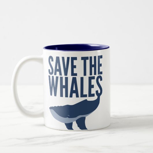 クジラのマグを救って下さい ツートーンマグカップ (左)