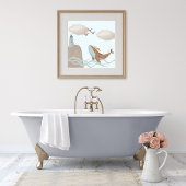 クジラの冒険 - 子供の海岸アートプリント ポスター