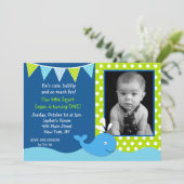 クジラの写真のバースデーパーティ招待状 招待状 (スタンド正面)