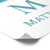 クジラの動物。子供部屋男の赤ちゃんモノグラ航海のム ポスター (角)