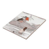 クジラの大会の人魚に乗るウサギ タイル (側面)