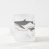 クジラの家族 海のシルエット フロストグラスマグカップ (正面左)