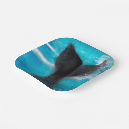 クジラの尾の水色 ペーパープレート (傾斜あり)