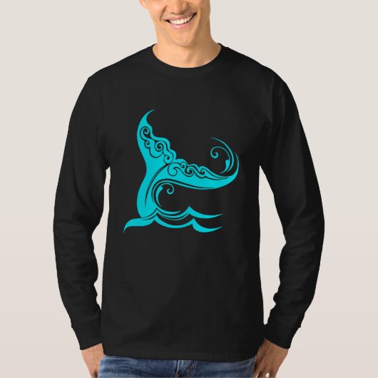 クジラの尾の波でホエー救ラオルカ海の動物 Tシャツ (正面)