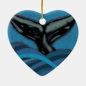 クジラの尾チョークのスケッチのオーナメント セラミックオーナメント (裏面)