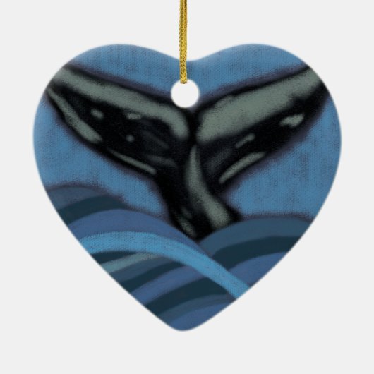 クジラの尾チョークのスケッチのオーナメント セラミックオーナメント (裏面)