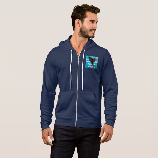 クジラの尾救-  The Wheres Navy Blue パーカ (正面フル)