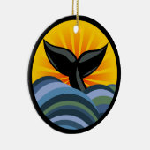 クジラの尾波および日が差すことのオーナメント セラミックオーナメント (右)