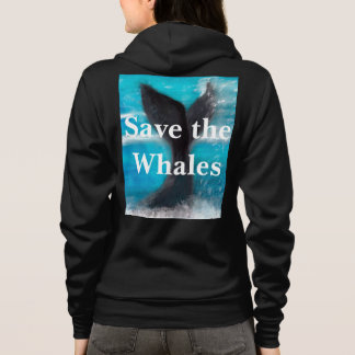 クジラの尾 - クジラを救え ブラック パーカ
