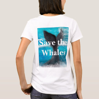 クジラの尾 – 白救いクジラ Tシャツ