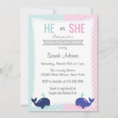 クジラの性はパーティの招待状の青いピンクを明らかにします 招待状 (正面)