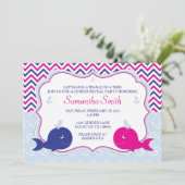 クジラの性別発表ベビーシャワー招待状 招待状 (スタンド正面)
