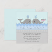 クジラの性別発表ベビーシャワー 招待状 (正面/裏面)