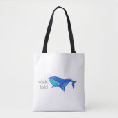 クジラの挨拶 / かわいい青いクジラの海岸ビーチ トートバッグ (正面)