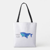 クジラの挨拶 / かわいい青いクジラの海岸ビーチ トートバッグ (裏面)