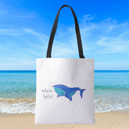 クジラの挨拶 / かわいい青いクジラの海岸ビーチ トートバッグ
