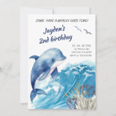 クジラの楽しい時間 2歳の誕生日パーティー 招待状 (正面)