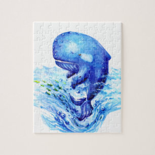 クジラの水彩画 ジグソーパズル