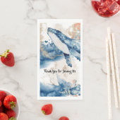 クジラの水彩画 海の哺乳類 青 オレンジ おしゃれ (インサイチュ)