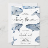 クジラの水彩 赤ちゃんシャワー 招待状 (正面)