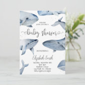 クジラの水彩 赤ちゃんシャワー 招待状 (スタンド正面)