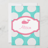 クジラの水玉模様のプールを囲んでのパーティの水およびピンクのモダン 招待状 (裏面)