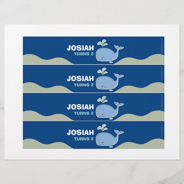 クジラの水筒ラベル（青） (正面)