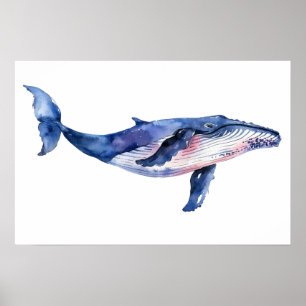 クジラの水色（小） ポスター