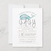 クジラの水色 |水中競技のベビーシャワー 招待状 (正面)