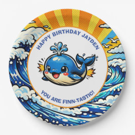 クジラの海の男の子の誕生日パーティー ペーパープレート