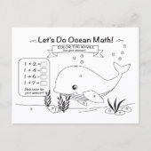 クジラの海の算数ぬりえポストカード ポストカード (正面)