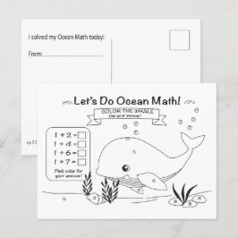 クジラの海の算数ぬりえポストカード ポストカード