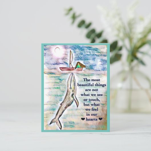 クジラの海の絵のグリーティングカード あなただけのオリジナルに (スタンド正面)