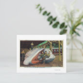 クジラの狩猟者がクジラの上に横たわる図 ポストカード (スタンド正面)