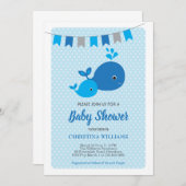 クジラの男の子のベビーシャワーの招待状 招待状 (正面/裏面)