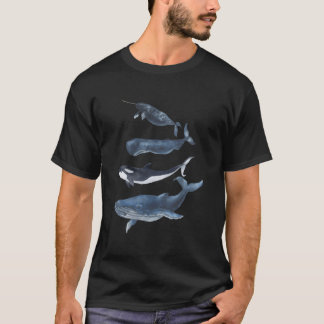 クジラの種類の水彩画 Tシャツ