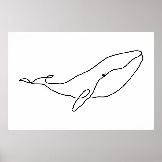 クジラの線画イラスト ポスター (正面)